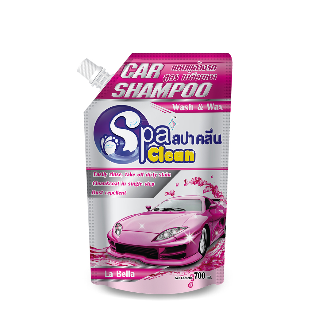 Spa Clean (สปาคลีน) : แชมพูล้างรถ สูตรเคลือบเงา ปริมาณสุทธิ 700 มล. (กลิ่นลาเบลล่า)