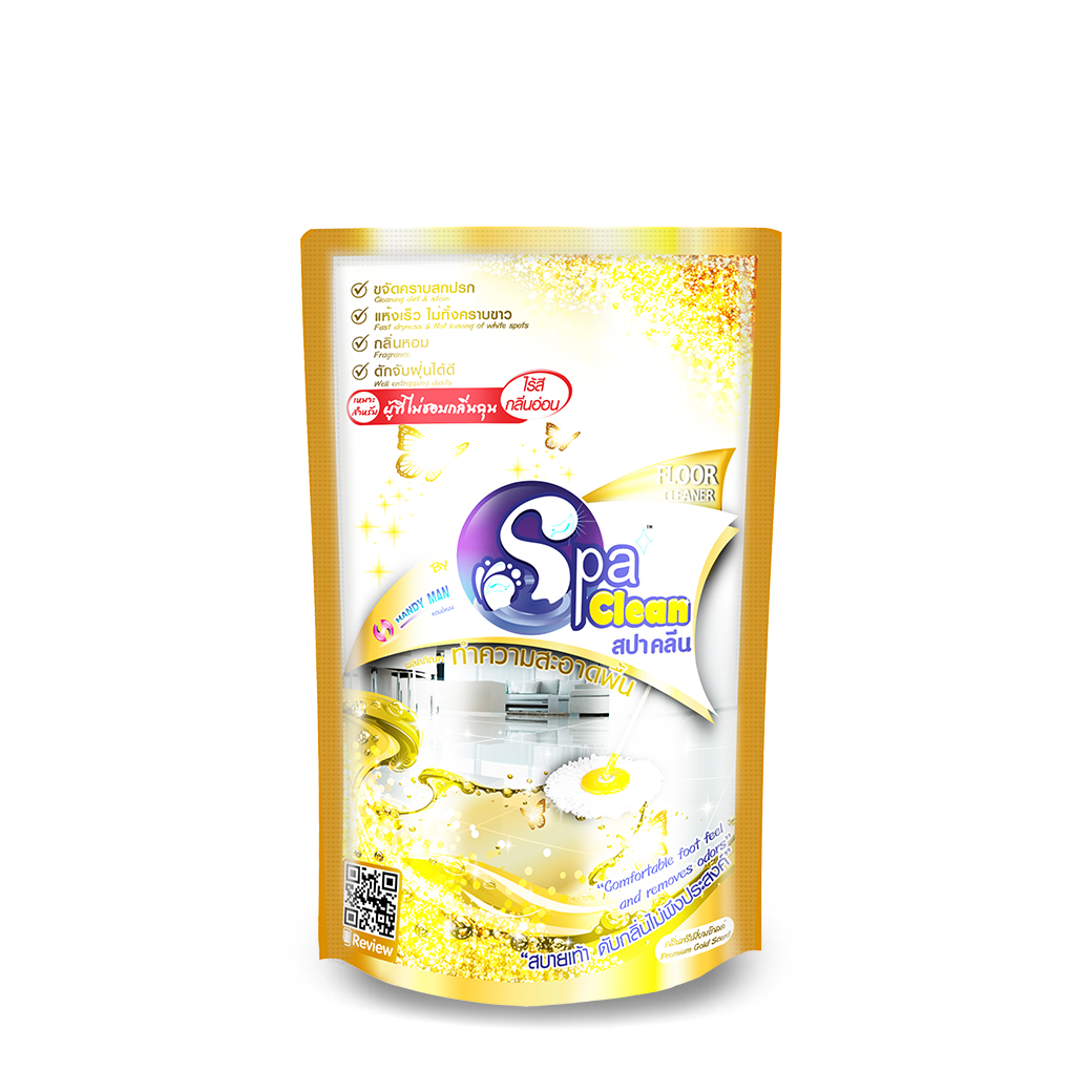 Spa Clean (สปาคลีน) -น้ำยาถูพื้น กลิ่นพรีเมี่ยมโกลด์ (ชนิดเติม) สีทอง ขนาด 700 มล.