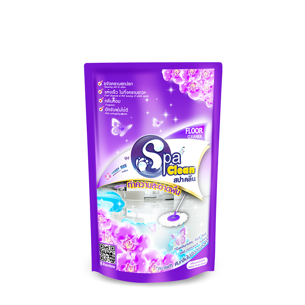Spa Clean (สปาคลีน) -น้ำยาถูพื้น กลิ่น แวนด้าเฟรส (ชนิดเติม) สีม่วง ขนาด 800 มล.