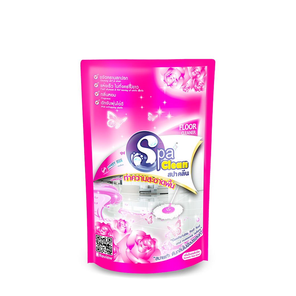 Spa Clean น้ำยาถูพื้น ชนิดเติม กลิ่นโรแมนติกโรส สีชมพู